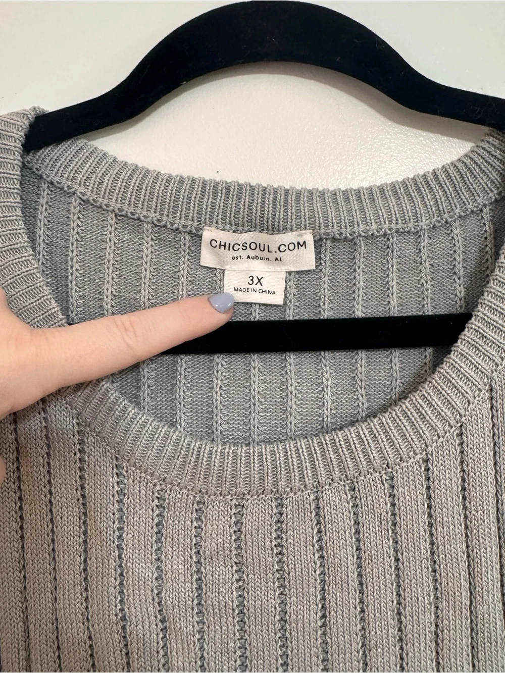 ChicSoul Ribbed Staple Sweater Top Gray 3X Never Worn